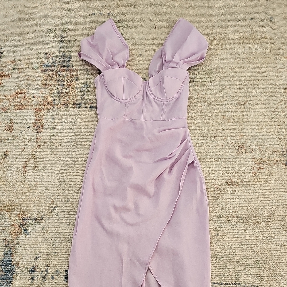 Prettylittlething Bodycon Purple High-Low, Midi Dress Size 0